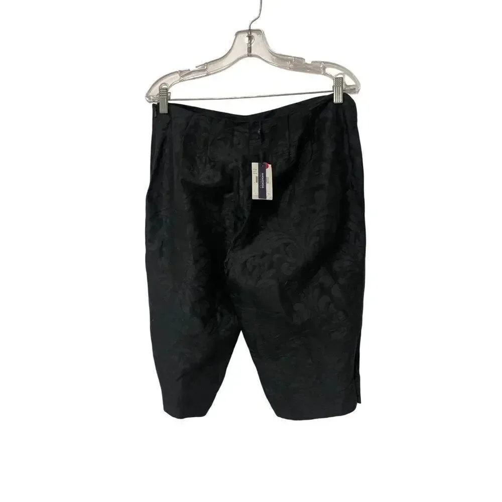 Magaschoni Womens Bermuda Shorts Sz 8 Black Lace Pockets knee length NWT
